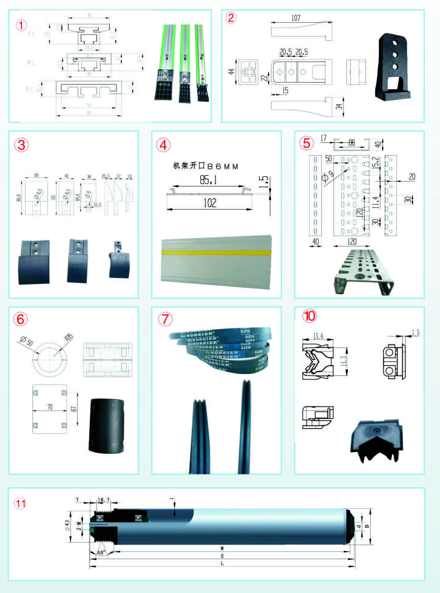 piezas del transportador de rodillos