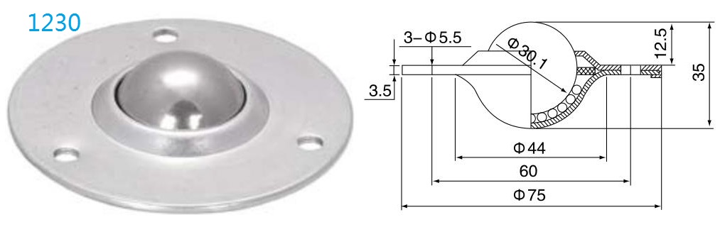 Unidad de transferencia de bola de fijaci&oacute;n de brida redonda