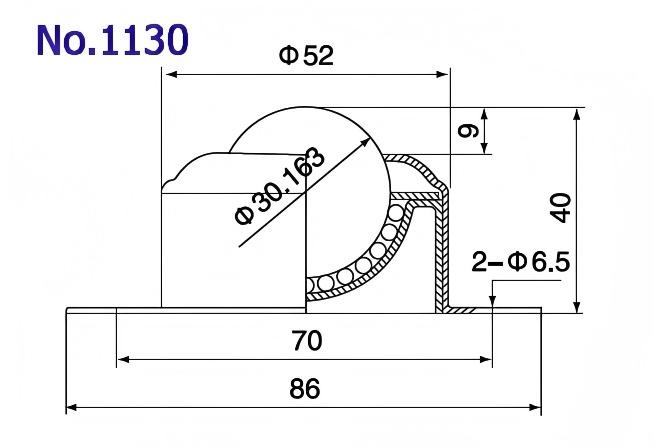 1130 Unidad de transferencia de bola de fijaci&oacute;n de la base de la base de la brida de 2 holes