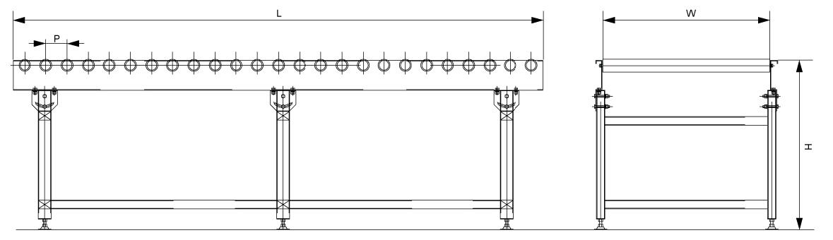 transportador de rodillos por gravedad