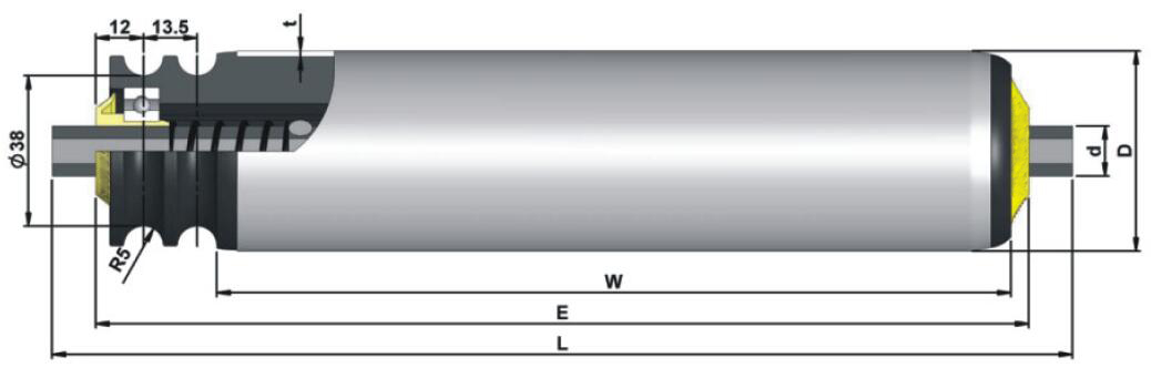 Rodillo transportador de polea accionado por correa t&oacute;rica de acero galvanizado DR260