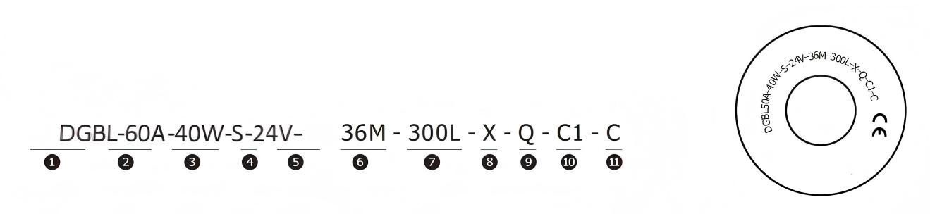 Selecci&oacute;n de modelo de rodillo conducido por motor DGBL60A