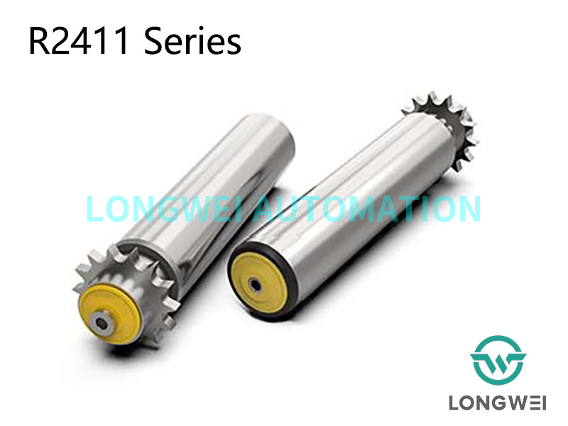 Rodillo transportador accionado por cadena con piñón de acero de una hilera para servicio mediano