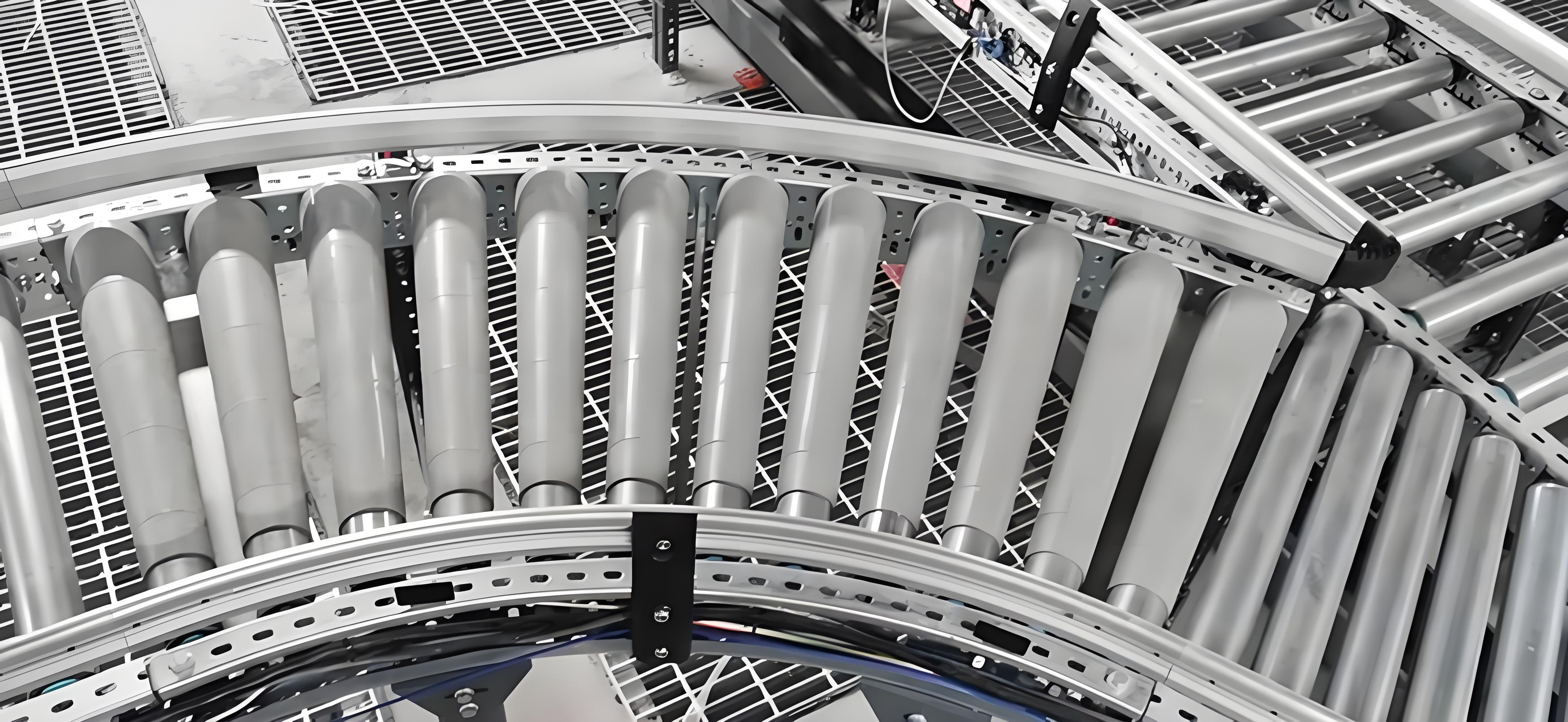 transportador de rodillos curvos