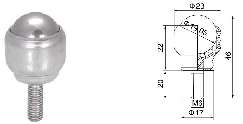 unidad de transferencia de bolas con fijaci&oacute;n de pernos