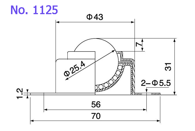 1125 Unidad de transferencia de bola de fijaci&oacute;n de la base de la brida de 2 holes