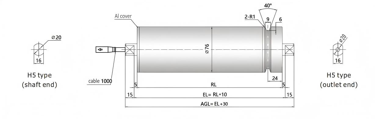 DIMENSI&Oacute;N DEL MOTOR DE MOTOR T MOTOR TROLVADO DGBL76