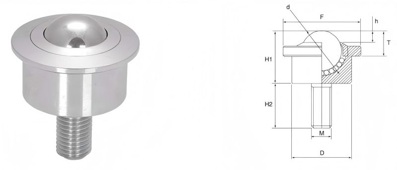 Unidad de transferencia de bolas de perno prisionero de acero mecanizado de alta resistencia