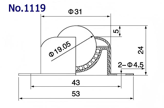 1119 Unidad de transferencia de bola de fijaci&oacute;n de la base de la base de la brida de 2 holes