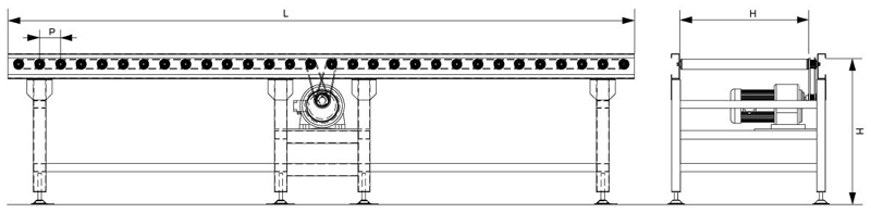 transportador de rodillo de cinta dentada
