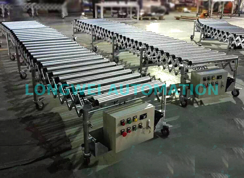 Transportador de rodillos expandible flexible motorizado 
