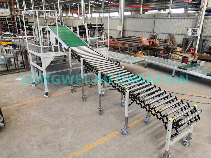 Transportador de rodillos por gravedad expandible flexible de rotación 360 para almacén