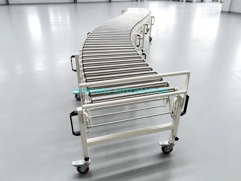 Transportador de rodillos por gravedad expandible flexible de rotación 360 para almacén