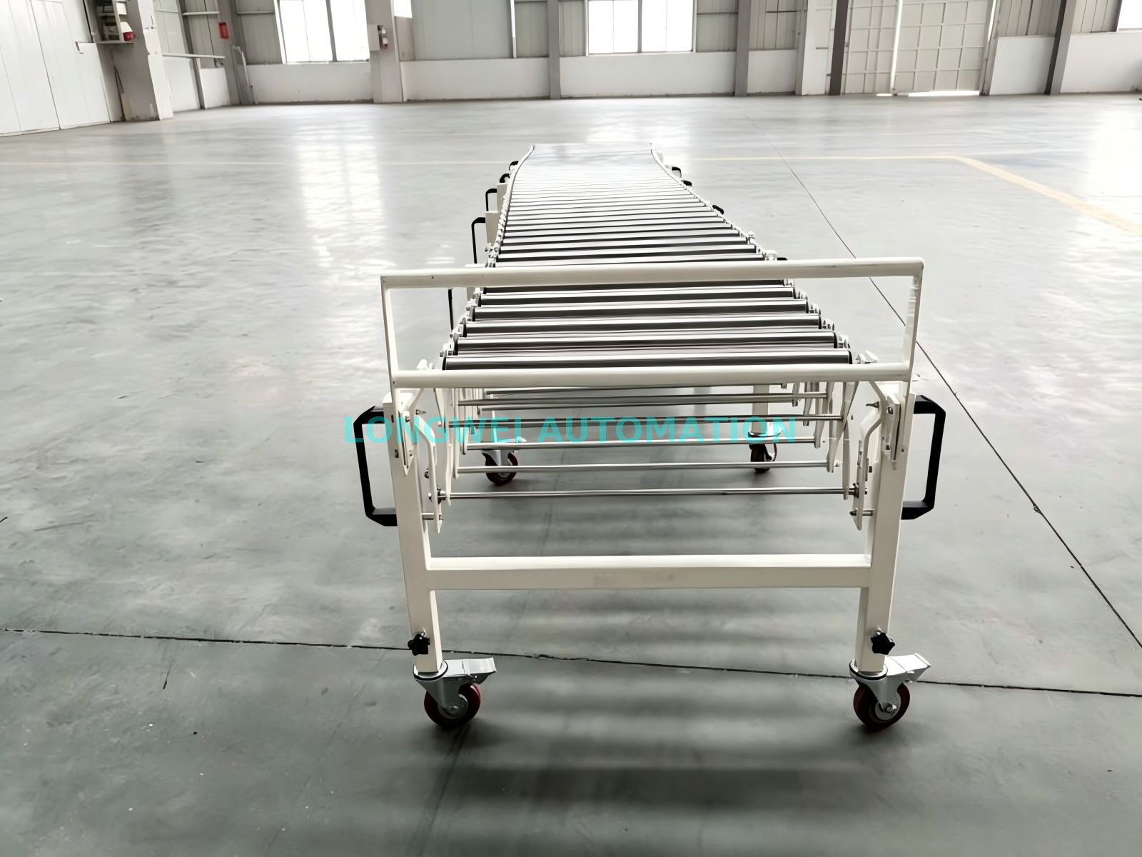 Transportador de rodillos por gravedad expandible flexible de rotación 360 para almacén